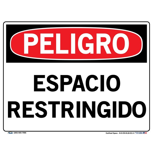 Vinyl Label Sign, 9-1/2" Height, 12-1/2" Width, Vinyl Label, Rectangle, Spanish